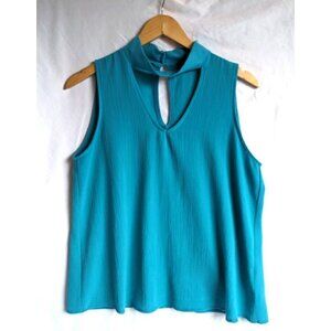 KIM & CAMI Cerulean Blue Tank Cut Out Keyhole Size M